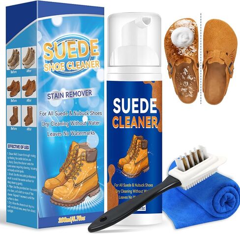 Suede Shoes Cleaner, Suede and Nubuck Cleaner with Brush & Towel, Shoe Cleaner Remove Stain & Water Mark for Suede Fabric (Blue) in Saudi Arabia