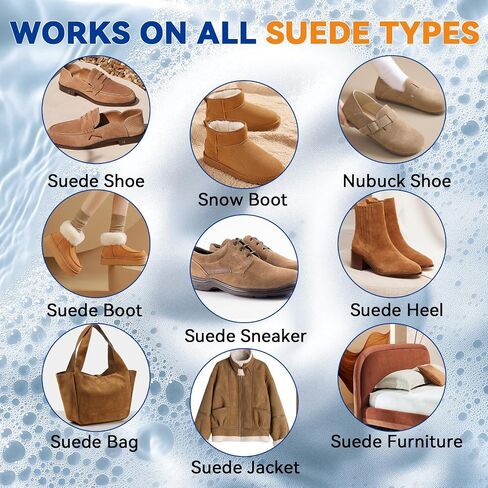 Suede Shoes Cleaner, Suede and Nubuck Cleaner with Brush & Towel, Shoe Cleaner Remove Stain & Water Mark for Suede Fabric (Blue) in Saudi Arabia