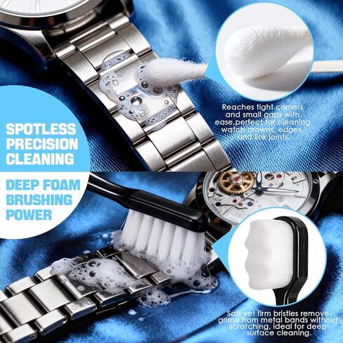 Watch Cleaning & Polishing Kit - Ultra-Gentle Micro-Foam Deep Cleans Bracelets, Cases & Bezels - All-in-One Kit: Cleaner, Brushes, Cloths, Swabs, Polishing & Dusting Tools for Watches & Jewelry in Saudi Arabia