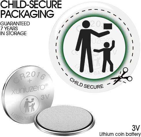 CR2016 3v Coin battery12 Pack for Child Safety, Compatible with Remotes, Key Fobs, Glucose Monitors - 7 Years Shelf Life in Kuwait