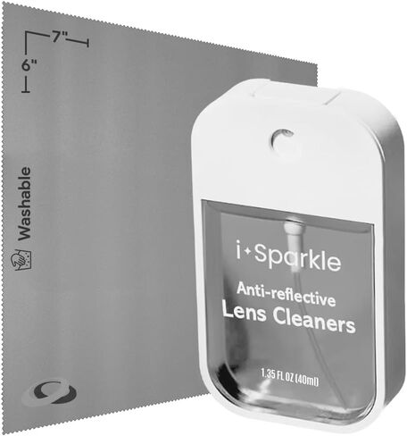 I-Sparkle Anti-Reflective Lens Cleaner Spray kit | (2x) 1.35oz Glasses Cleaner Spray + (2x) Microfiber Cloth for Eyeglasses, Sunglasses, Lenses, Screens and Camera Cleaning Kit (4 Piece Set) in Saudi Arabia