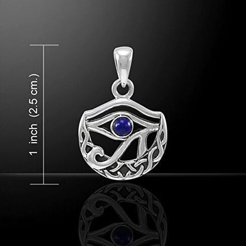 Jewelry Trends Sterling Silver Celtic Moon Eye of Horus Pendant with Synthetic Lapis on 18 Inch Necklace | Includes 18" sterling silver box chain. Pendant features Eye of Horus, Celtic moon and lapis accents in Saudi Arabia