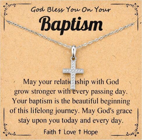 Cross Necklace for Girls Women, Baptism Easter First Communion Confirmation Gifts - 16"+2" Silver Plated Tiny Cross Necklace, Religious Jewelry Gifts for Daughter Granddaughter Goddaughter in Saudi Arabia