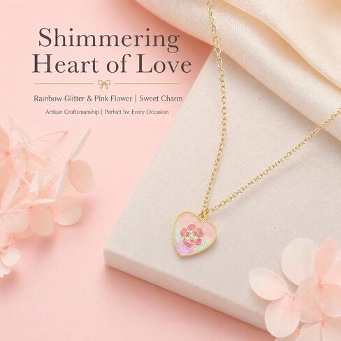Girls Necklace for Kids Toddler - 18K Gold Plated 316L Stainless Steel Jewelry with Butterfly, Heart, Cat, Bowknot & Sunflower Pendants, Iridescent Birthday Gifts for Daughter Granddaughter in Saudi Arabia