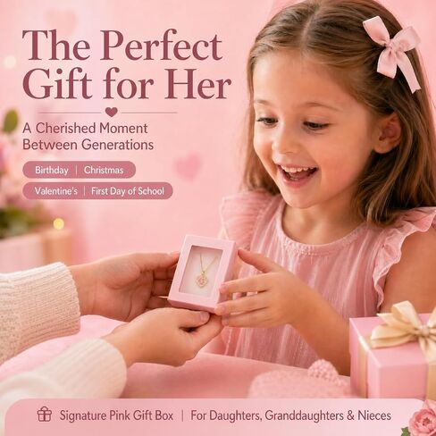 Girls Necklace for Kids Toddler - 18K Gold Plated 316L Stainless Steel Jewelry with Butterfly, Heart, Cat, Bowknot & Sunflower Pendants, Iridescent Birthday Gifts for Daughter Granddaughter in Saudi Arabia