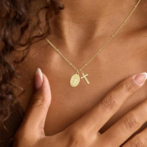 Catholic First Communion Confirmation Baptism Godmother Gifts — Virgin Mary Cross Necklace, Christian Jewelry for Girls and Women in Saudi Arabia