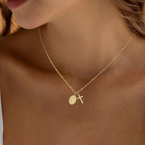 Catholic First Communion Confirmation Baptism Godmother Gifts — Virgin Mary Cross Necklace, Christian Jewelry for Girls and Women in Saudi Arabia