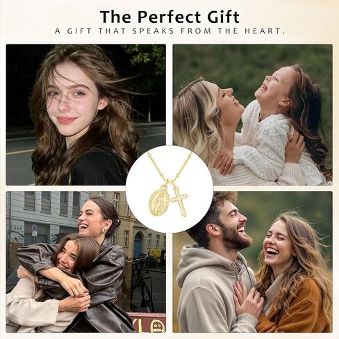 Catholic First Communion Confirmation Baptism Godmother Gifts — Virgin Mary Cross Necklace, Christian Jewelry for Girls and Women in Saudi Arabia