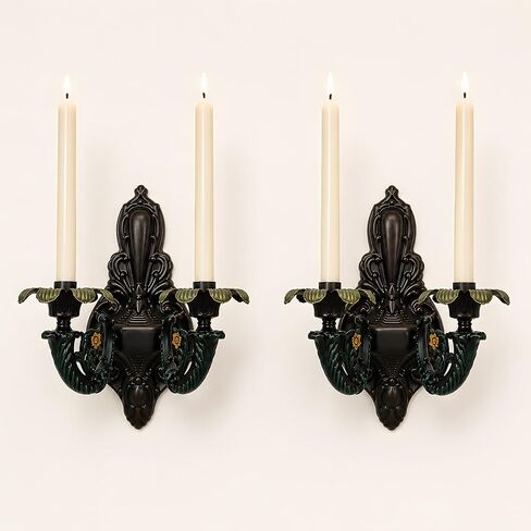Wall Candle Sconces Set of 2, Vintage Metal Wall Candle Holders, Decorative Wall Mounted Candle Holders for Living Room Bedroom Dining Room, Easy Assembly, Farmhouse Wall Decor in Saudi Arabia