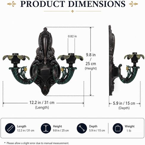 Wall Candle Sconces Set of 2, Vintage Metal Wall Candle Holders, Decorative Wall Mounted Candle Holders for Living Room Bedroom Dining Room, Easy Assembly, Farmhouse Wall Decor in Saudi Arabia