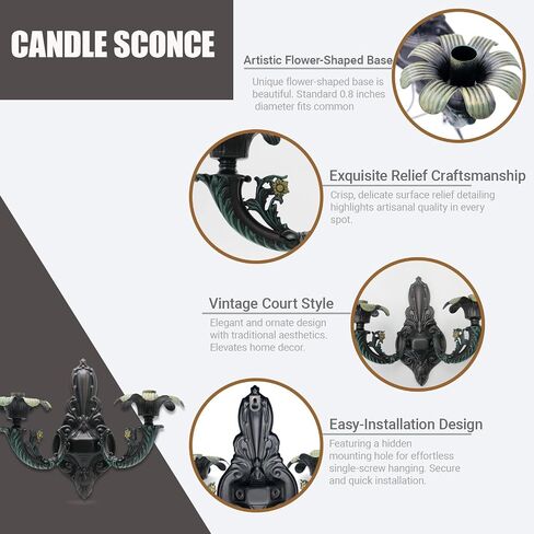 Wall Candle Sconces Set of 2, Vintage Metal Wall Candle Holders, Decorative Wall Mounted Candle Holders for Living Room Bedroom Dining Room, Easy Assembly, Farmhouse Wall Decor in Saudi Arabia