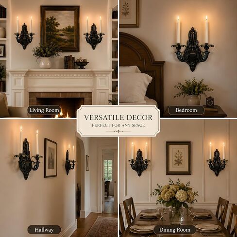 Wall Candle Sconces Set of 2, Vintage Metal Wall Candle Holders, Decorative Wall Mounted Candle Holders for Living Room Bedroom Dining Room, Easy Assembly, Farmhouse Wall Decor in Saudi Arabia