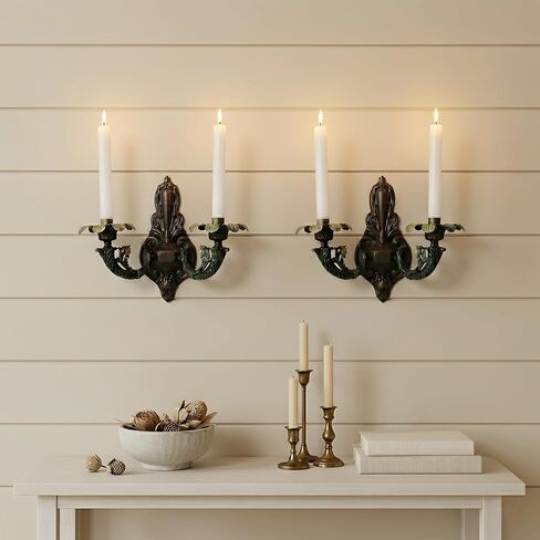 Wall Candle Sconces Set of 2, Vintage Metal Wall Candle Holders, Decorative Wall Mounted Candle Holders for Living Room Bedroom Dining Room, Easy Assembly, Farmhouse Wall Decor in Saudi Arabia