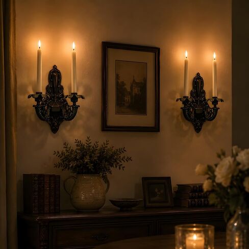 Wall Candle Sconces Set of 2, Vintage Metal Wall Candle Holders, Decorative Wall Mounted Candle Holders for Living Room Bedroom Dining Room, Easy Assembly, Farmhouse Wall Decor in Saudi Arabia