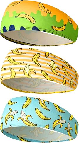 3Pcs Bananas Football Headband Funny Elastic Athletic Sweatband Banana Sport Accessories for Fitness Running Cycling Yoga in Kuwait