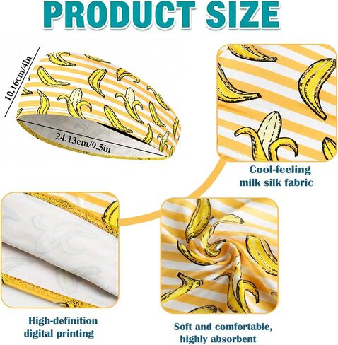 3Pcs Bananas Football Headband Funny Elastic Athletic Sweatband Banana Sport Accessories for Fitness Running Cycling Yoga in Kuwait