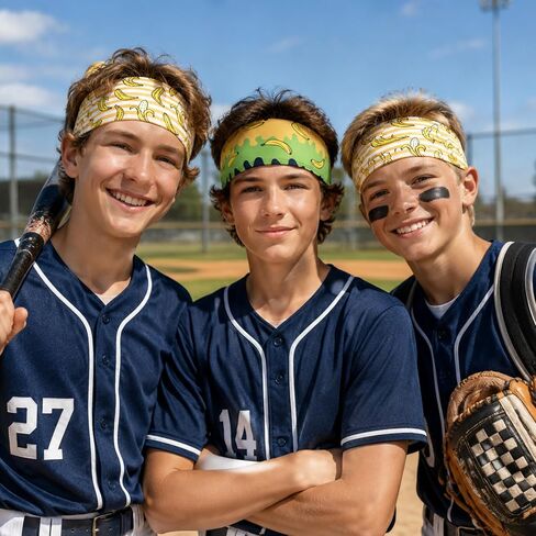 3Pcs Bananas Football Headband Funny Elastic Athletic Sweatband Banana Sport Accessories for Fitness Running Cycling Yoga in Kuwait