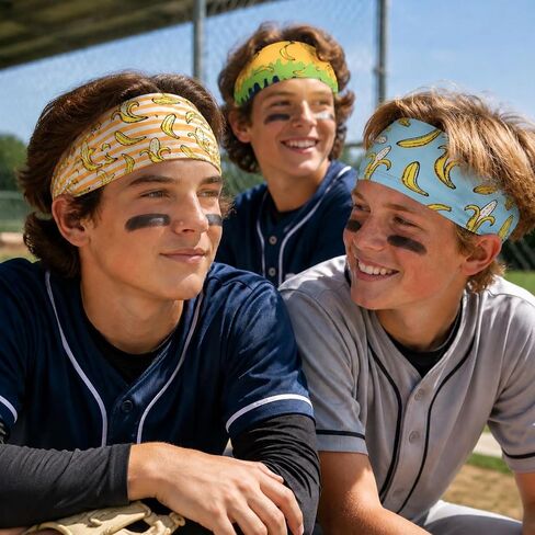 3Pcs Bananas Football Headband Funny Elastic Athletic Sweatband Banana Sport Accessories for Fitness Running Cycling Yoga in Kuwait