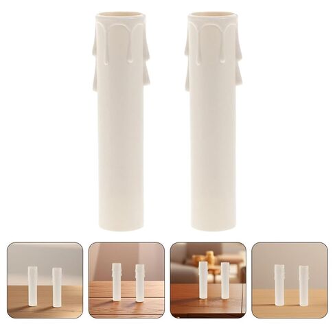 BESPORTBLE 30pcs White Plastic Drip Candle Socket Covers for Candelabra Base, Vintage Lamp Sleeve Replacement for Chandelier Light Fixtures, 25x100mm Candle Accessories for Home Décor in Kuwait