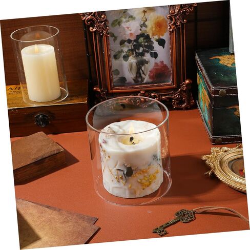 Baluue Glass Bottomless Candle Cylinder Cover 10x10cm Windproof Glass Candle Chimney Sleeve for Home Decor and Wedding Party in Kuwait