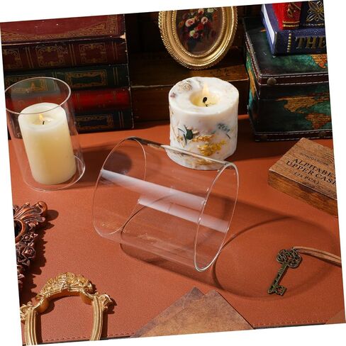Baluue Glass Bottomless Candle Cylinder Cover 10x10cm Windproof Glass Candle Chimney Sleeve for Home Decor and Wedding Party in Kuwait