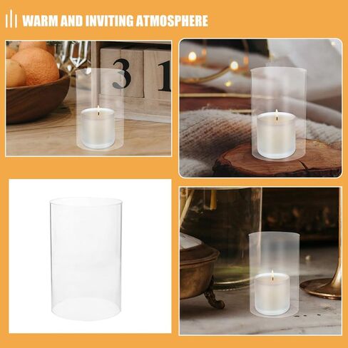Tofficu Glass Hurricane Candle Holder Sleeve 10x15cm Open-Ended Glass Candle Shade Windproof Cylinder Cover for Indoor Home Décor in Kuwait