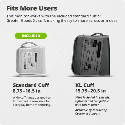Greater Goods Bluetooth Blood Pressure Monitor for Home Use, Upper Arm BP Machine with Wide Range Cuff, Accurate Digital Readings, Balance Health App, Compatible with iOS and Android Devices in Saudi Arabia