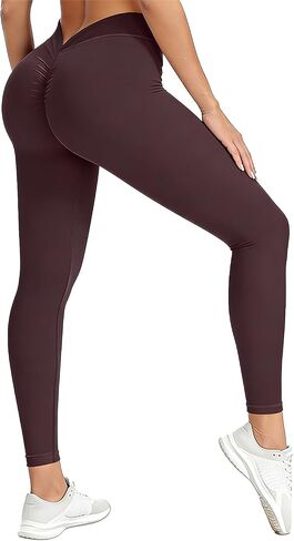 V Back Scrunch Butt Leggings for Women - High Waist Tummy Control Butt Lifting, Seamless Slim Fit Yoga Pants in Saudi Arabia