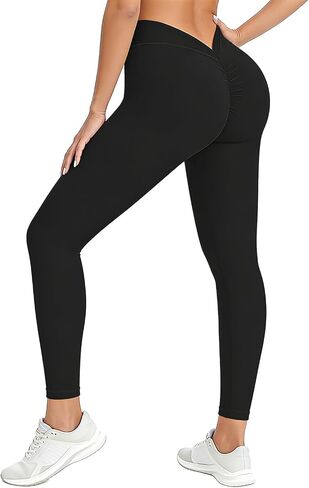 V Back Scrunch Butt Leggings for Women - High Waist Tummy Control Butt Lifting, Seamless Slim Fit Yoga Pants in Saudi Arabia