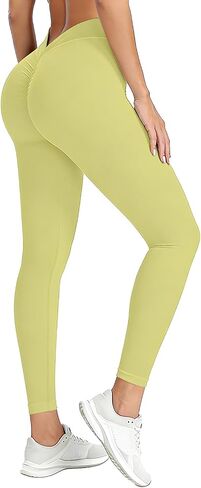 V Back Scrunch Butt Leggings for Women - High Waist Tummy Control Butt Lifting, Seamless Slim Fit Yoga Pants in Saudi Arabia