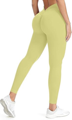V Back Scrunch Butt Leggings for Women - High Waist Tummy Control Butt Lifting, Seamless Slim Fit Yoga Pants in Saudi Arabia