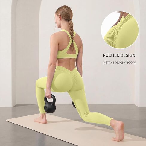 V Back Scrunch Butt Leggings for Women - High Waist Tummy Control Butt Lifting, Seamless Slim Fit Yoga Pants in Saudi Arabia