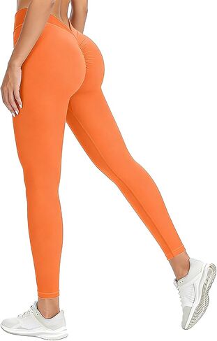 V Back Scrunch Butt Leggings for Women - High Waist Tummy Control Butt Lifting, Seamless Slim Fit Yoga Pants in Saudi Arabia