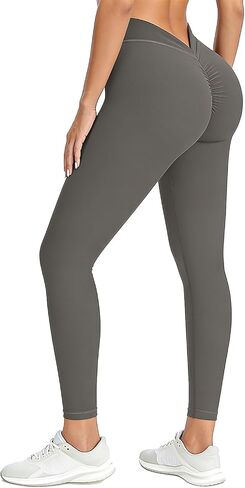 V Back Scrunch Butt Leggings for Women - High Waist Tummy Control Butt Lifting, Seamless Slim Fit Yoga Pants in Saudi Arabia