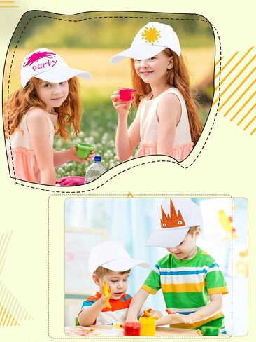 12 Pcs Kids White Baseball Hats Blank Baseball Cap DIY Adjustable Ball Cap for Boys Girls Outdoor Sports in Kuwait