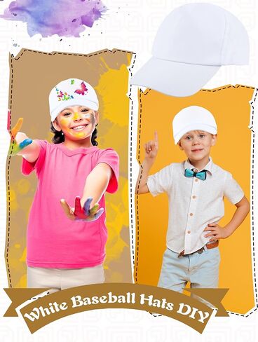 12 Pcs Kids White Baseball Hats Blank Baseball Cap DIY Adjustable Ball Cap for Boys Girls Outdoor Sports in Kuwait