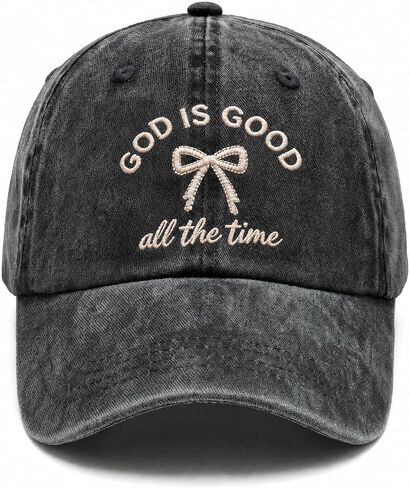 God is Good All The Time for Women,Adjustable Embroidered Vintage Washed Jesus Christian Faith Baseball Cap,Black in Saudi Arabia
