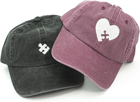 Matching Hats for Couples (2 Pack) | Puzzle Piece His and Her Hats | Adjustable Strapback Baseball Caps | Cute Couple Gifts in Saudi Arabia