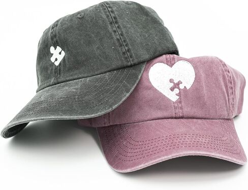 Matching Hats for Couples (2 Pack) | Puzzle Piece His and Her Hats | Adjustable Strapback Baseball Caps | Cute Couple Gifts in Saudi Arabia