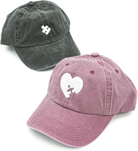 Matching Hats for Couples (2 Pack) | Puzzle Piece His and Her Hats | Adjustable Strapback Baseball Caps | Cute Couple Gifts in Saudi Arabia