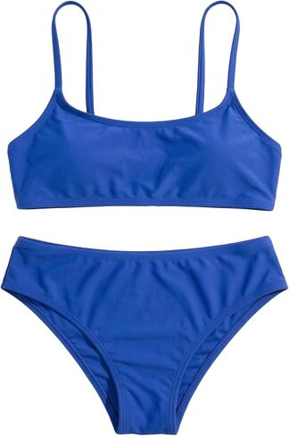 Girls 2 Piece Bikini Sets Cute Bathing Suits Solid Tank Top High Waisted Swimsuits Beachwear in Saudi Arabia
