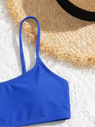 Girls 2 Piece Bikini Sets Cute Bathing Suits Solid Tank Top High Waisted Swimsuits Beachwear in Saudi Arabia