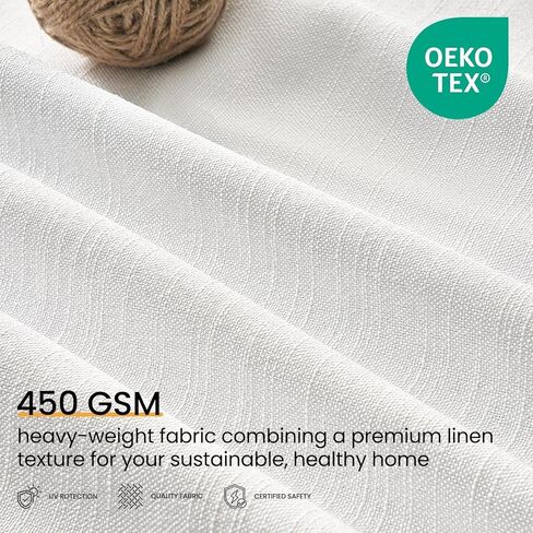 Topfinel 84 Inch Natural Blackout Curtains Dual Layer White Linen Panels, Farmhouse Back Tab Pinch Pleated Drapes for Track System,Neutral Linen Ambiance & Privacy Drapes Natural 52" W*84" L in Saudi Arabia