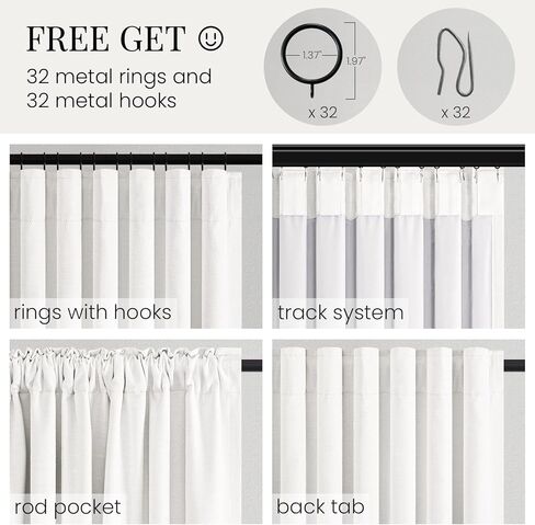 Topfinel 84 Inch Natural Blackout Curtains Dual Layer White Linen Panels, Farmhouse Back Tab Pinch Pleated Drapes for Track System,Neutral Linen Ambiance & Privacy Drapes Natural 52" W*84" L in Saudi Arabia