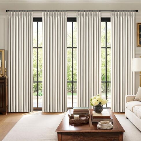 MIULEE Pinch Pleated 100% Blackout Curtains 90 Inch Long 4 Panel Set for Bedroom Thick Linen Memory Trained Pleat Living Room Darkening Back Tab Double Layer Thermal Insulated Drapes, Birch in Kuwait