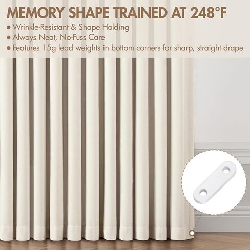 MIULEE Pinch Pleated 100% Blackout Curtains 90 Inch Long 4 Panel Set for Bedroom Thick Linen Memory Trained Pleat Living Room Darkening Back Tab Double Layer Thermal Insulated Drapes, Birch in Kuwait