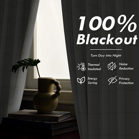 DriftAway 100% Blackout Windowpane Plaid Linen Curtains Double Layer Farmhouse Drapes 84 Inches Long for Living Room Bedroom Yarn Dyed Woven Thermal Insulated Rod Pocket Back Tab 2 Panels Taupe in Kuwait