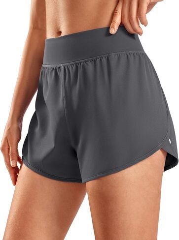 Soothfeel Running Athletic Shorts for Women 3"/4" Dolphin Split High Waisted Womens Gym Workout Shorts with Liner Quick Dry in Kuwait