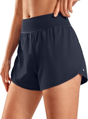 Soothfeel Running Athletic Shorts for Women 3"/4" Dolphin Split High Waisted Womens Gym Workout Shorts with Liner Quick Dry in Kuwait