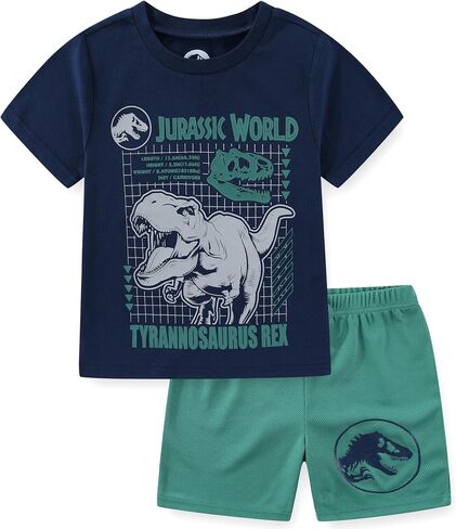 طقم تي شيرت بأكمام قصيرة للأولاد من Jurassic World وشورت شبكي مكون من قطعتين للأطفال الكبار in Kuwait
